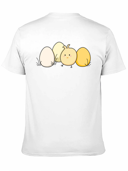 Cute Chick & Eggs Graphic Black T-Shirt