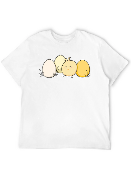 Cute Chick & Eggs Graphic Black T-Shirt