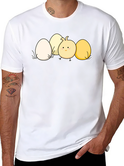 Cute Chick & Eggs Graphic Black T-Shirt
