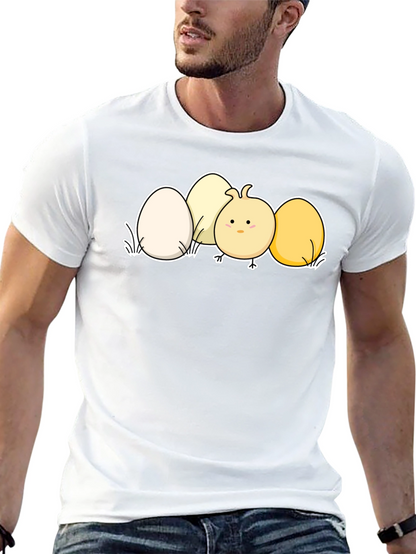 Cute Chick & Eggs Graphic Black T-Shirt
