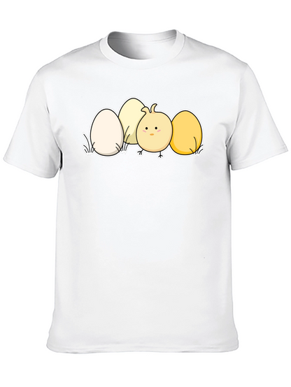 Cute Chick & Eggs Graphic Black T-Shirt