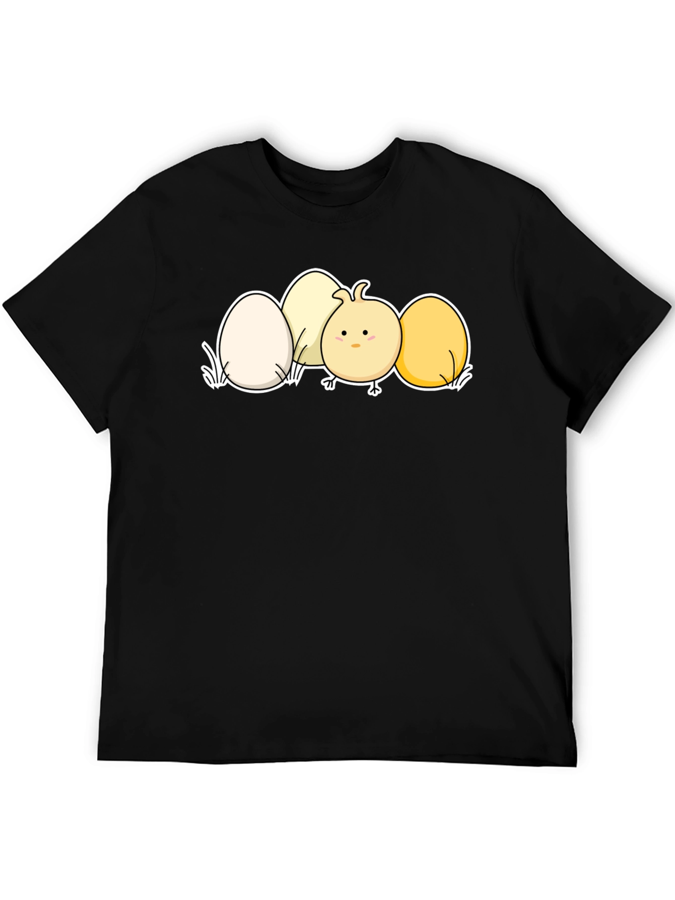 Cute Chick & Eggs Graphic Black T-Shirt