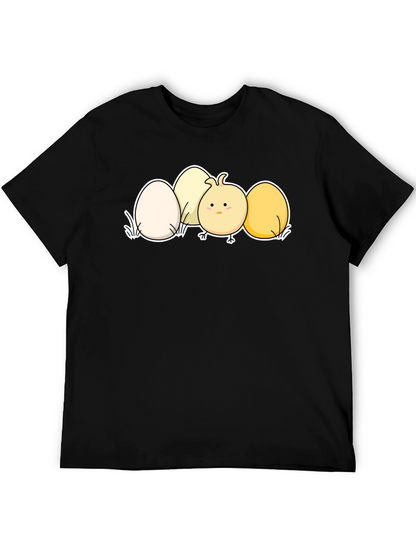 Cute Chick & Eggs Graphic Black T-Shirt