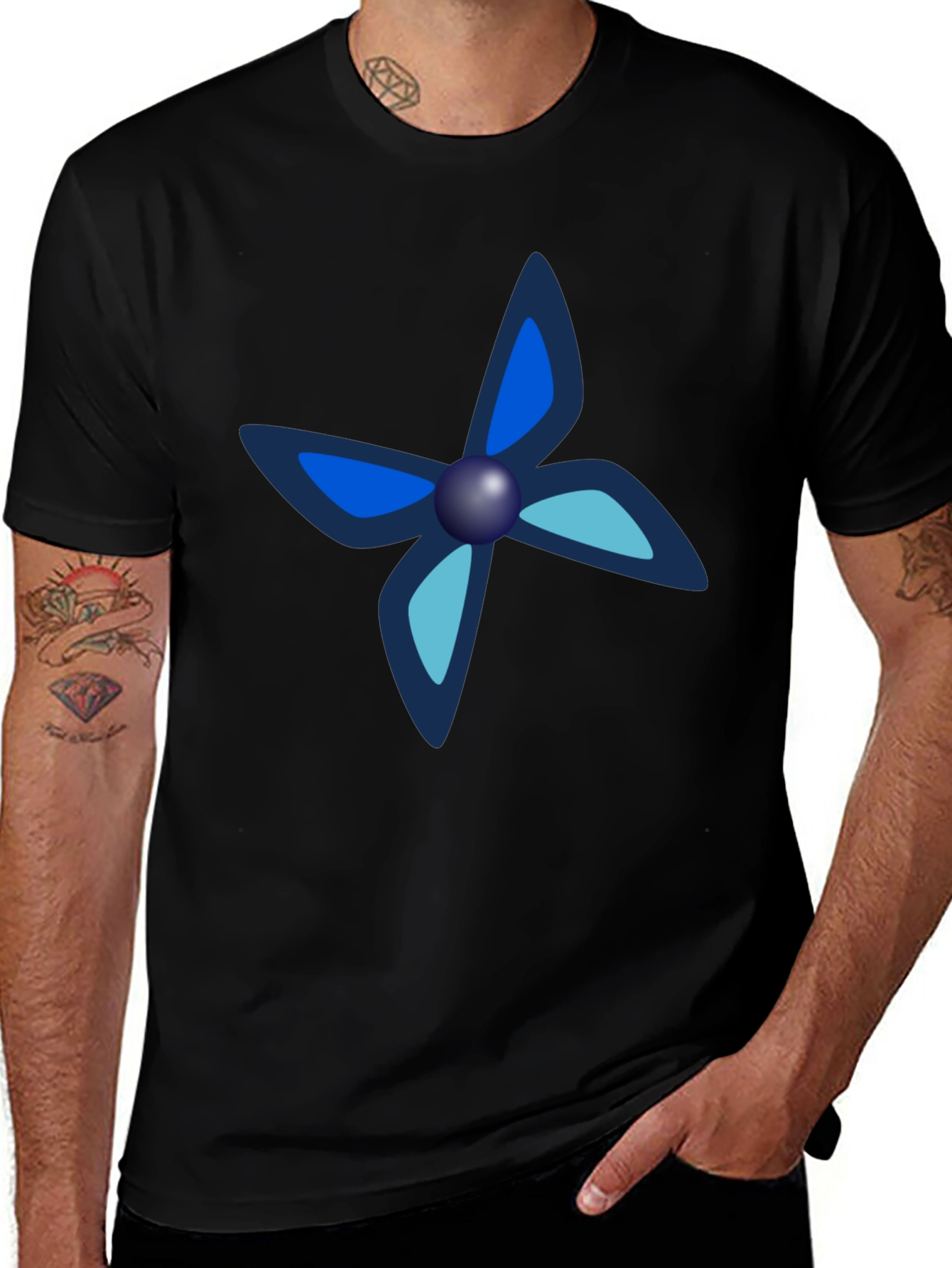 Black Tee with Unique Butterfly-Like Design