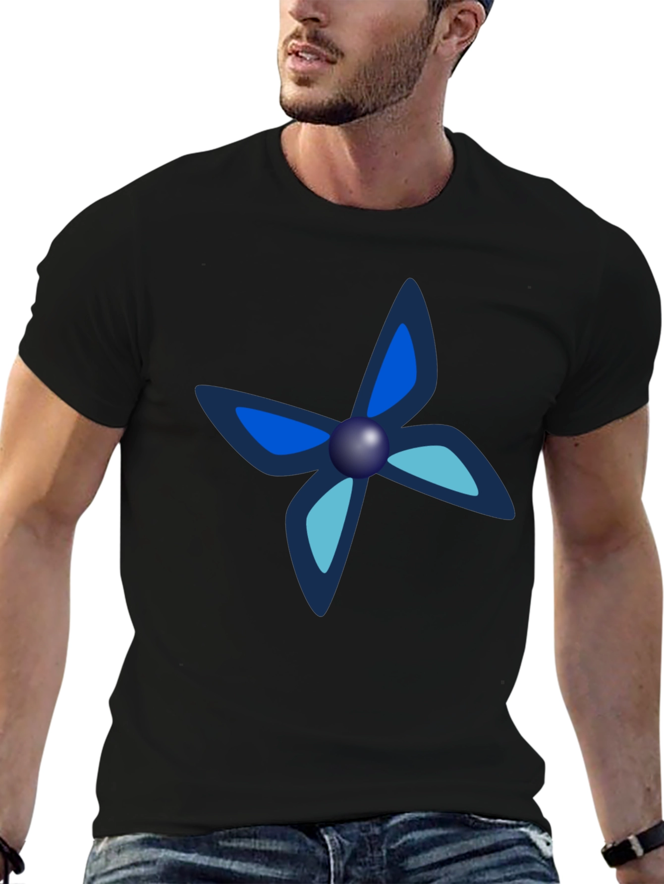 Black Tee with Unique Butterfly-Like Design