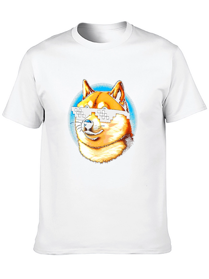 Doge Pixel Glasses Graphic T-Shirt - Black