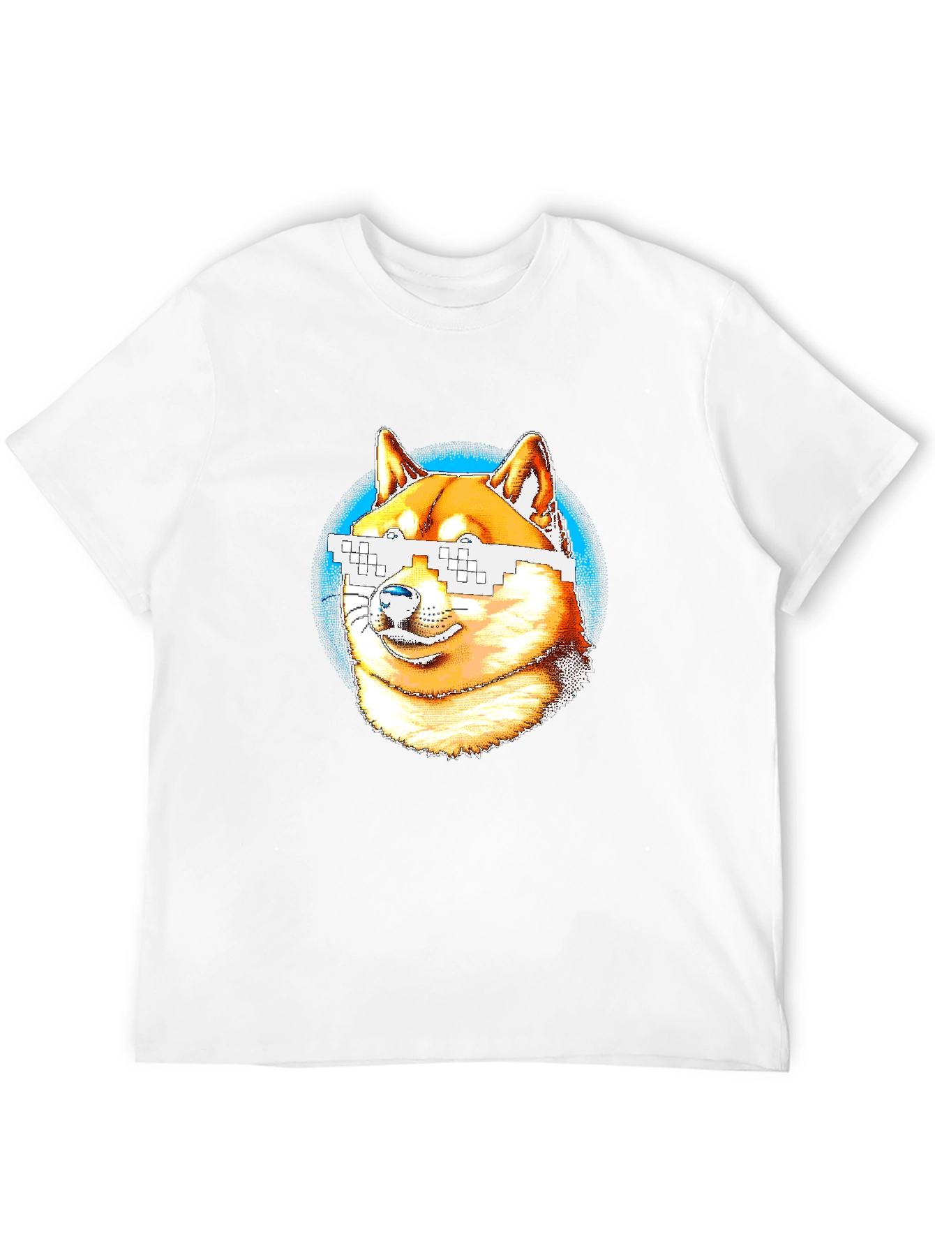 Doge Pixel Glasses Graphic T-Shirt - Black