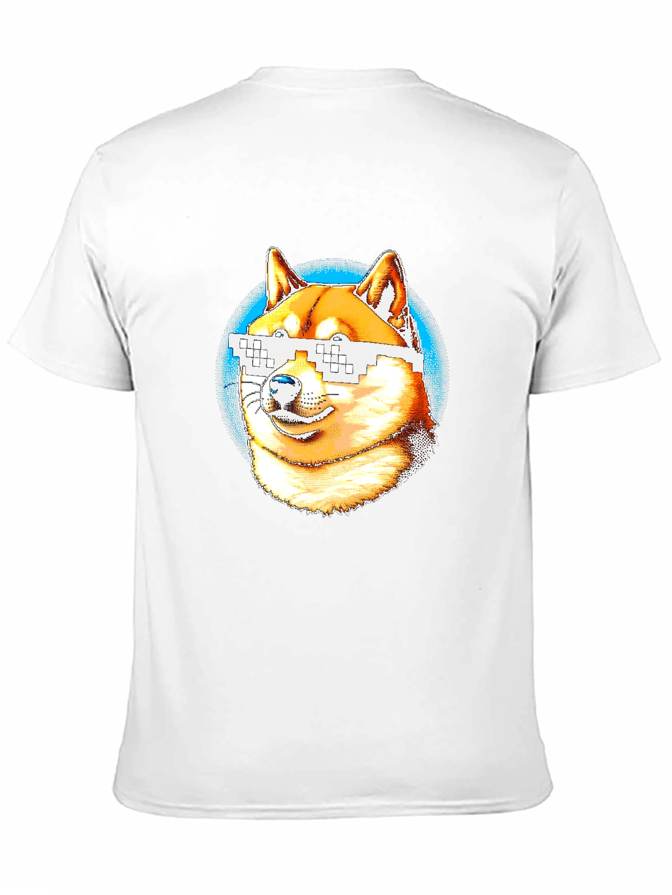 Doge Pixel Glasses Graphic T-Shirt - Black