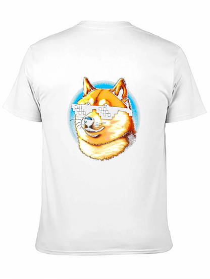 Doge Pixel Glasses Graphic T-Shirt - Black