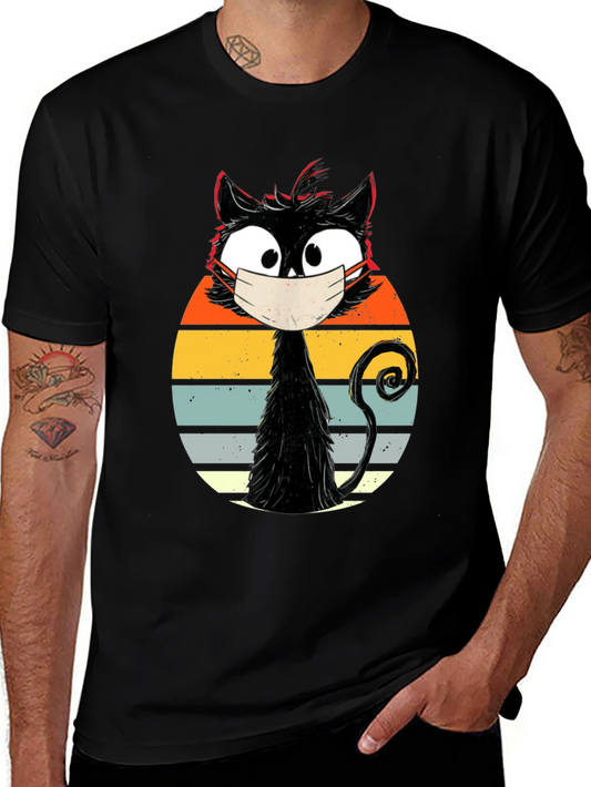 Masked Cat T-Shirt - Quirky Retro Design