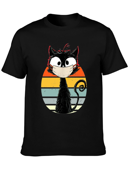 Masked Cat T-Shirt - Quirky Retro Design