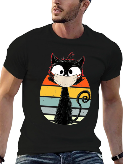 Masked Cat T-Shirt - Quirky Retro Design