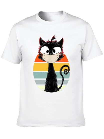 Masked Cat T-Shirt - Quirky Retro Design