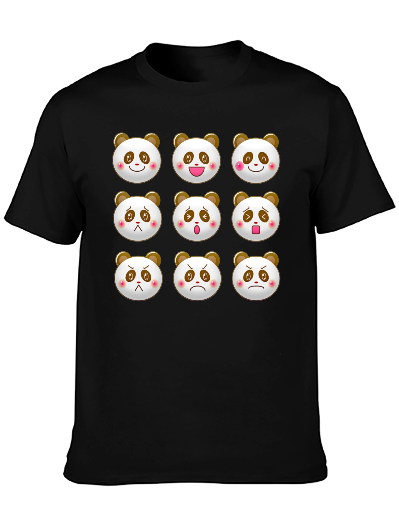 Panda Emoji T-Shirt - Black Cotton Blend