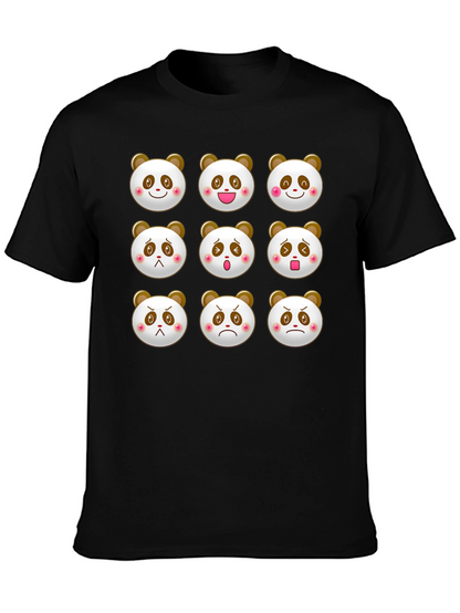 Panda Emoji T-Shirt - Black Cotton Blend