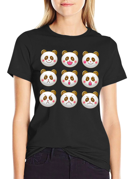 Panda Emoji T-Shirt - Black Cotton Blend