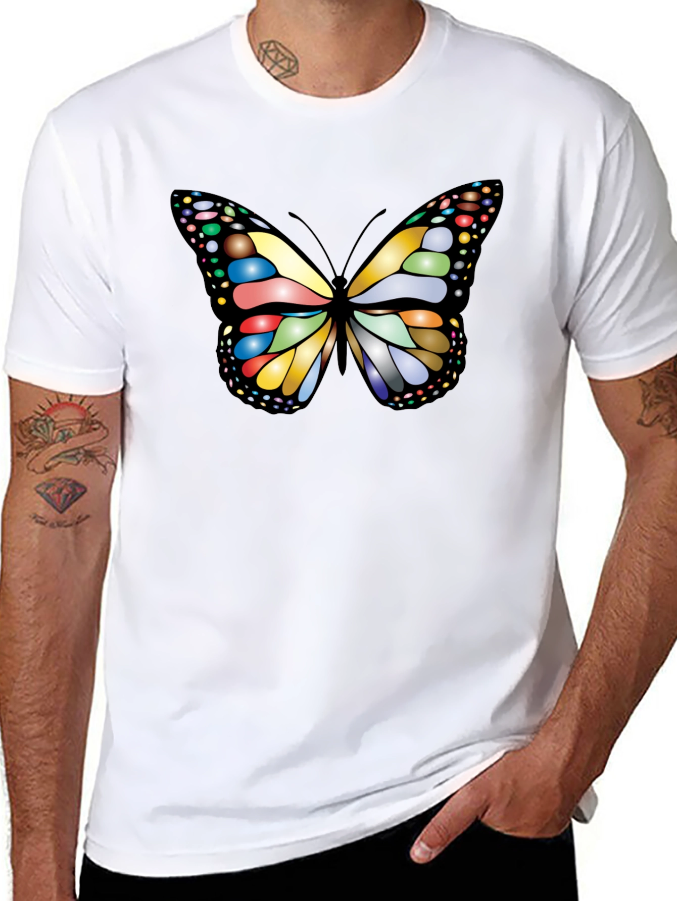 Butterfly Graphic Tee - Black Cotton T-Shirt