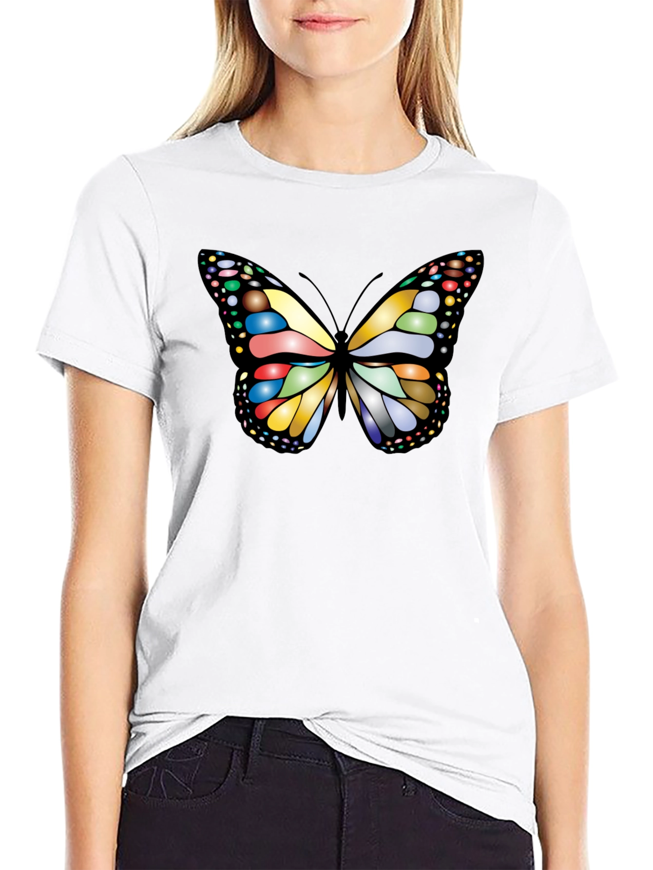Butterfly Graphic Tee - Black Cotton T-Shirt