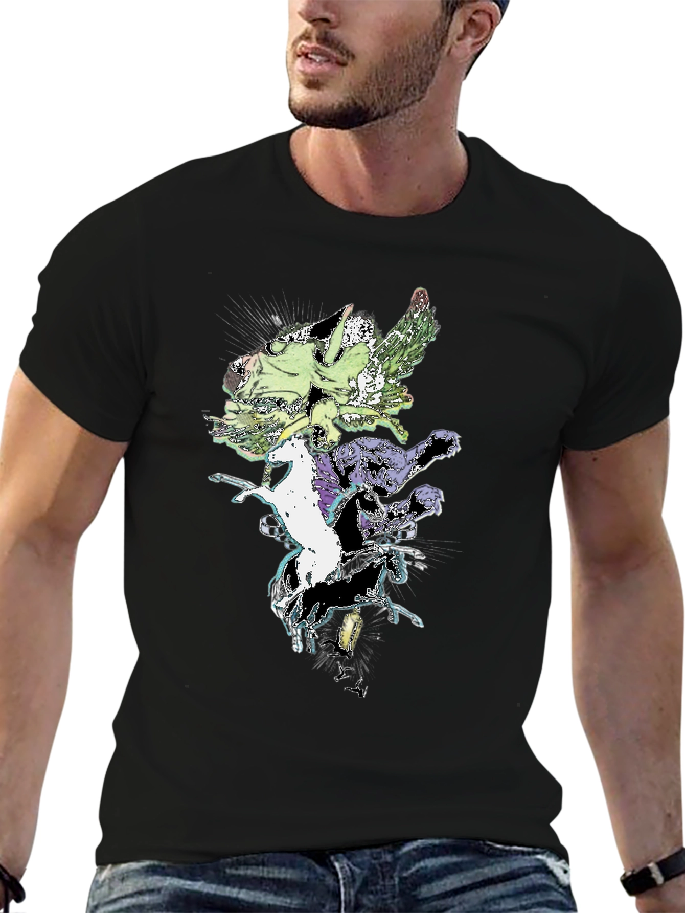 Fantasy Creature T-Shirt - Black Cotton Tee