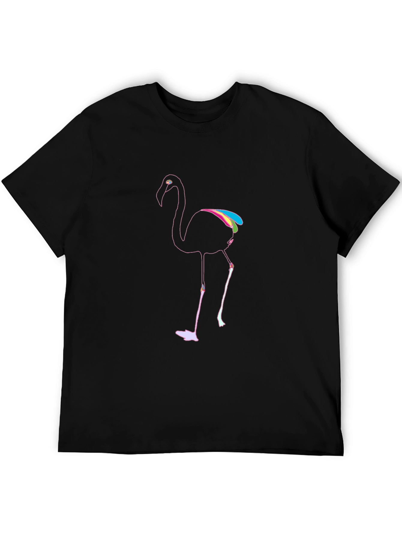 Mens Black Flamingo Graphic T-Shirt