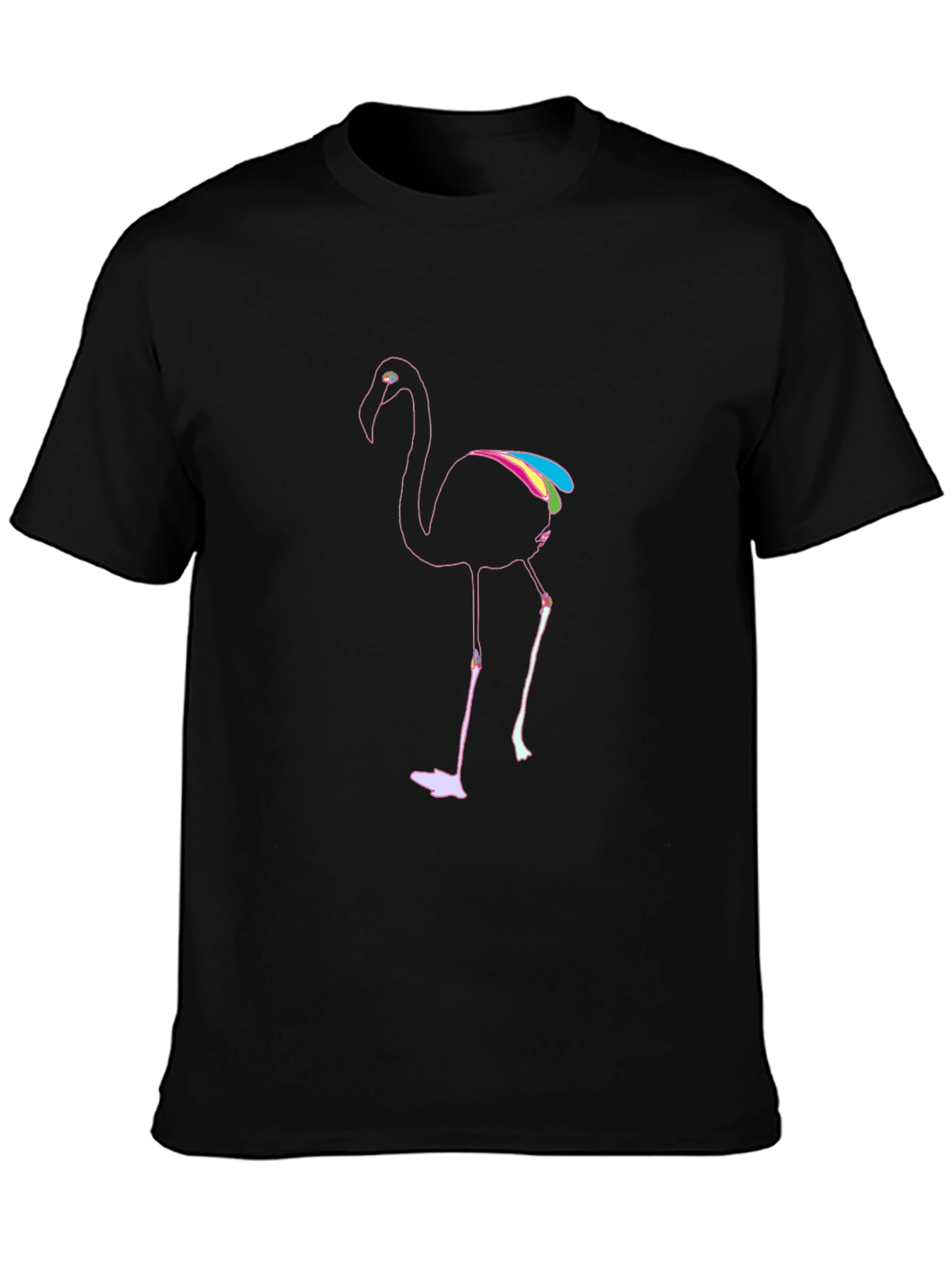 Mens Black Flamingo Graphic T-Shirt