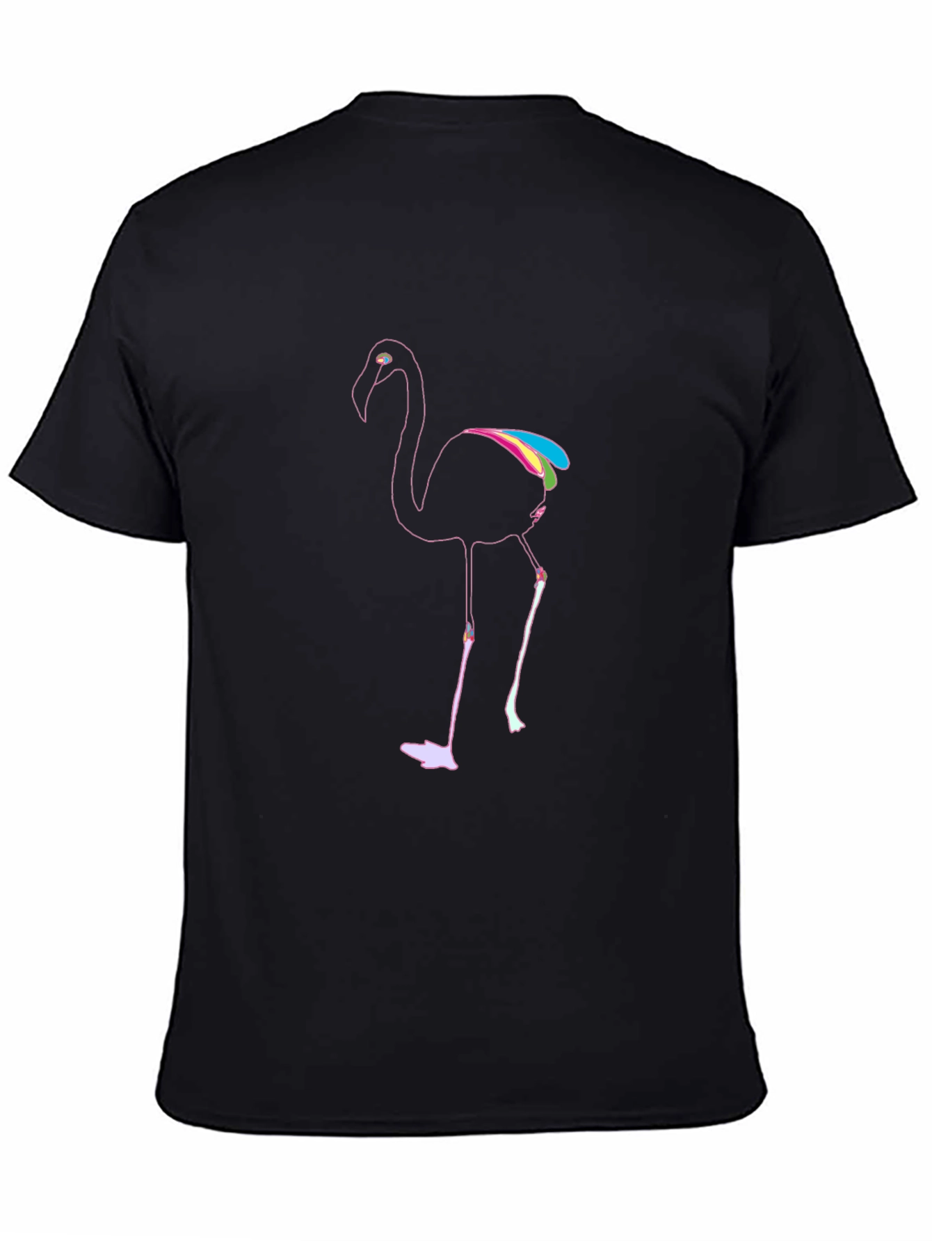 Mens Black Flamingo Graphic T-Shirt
