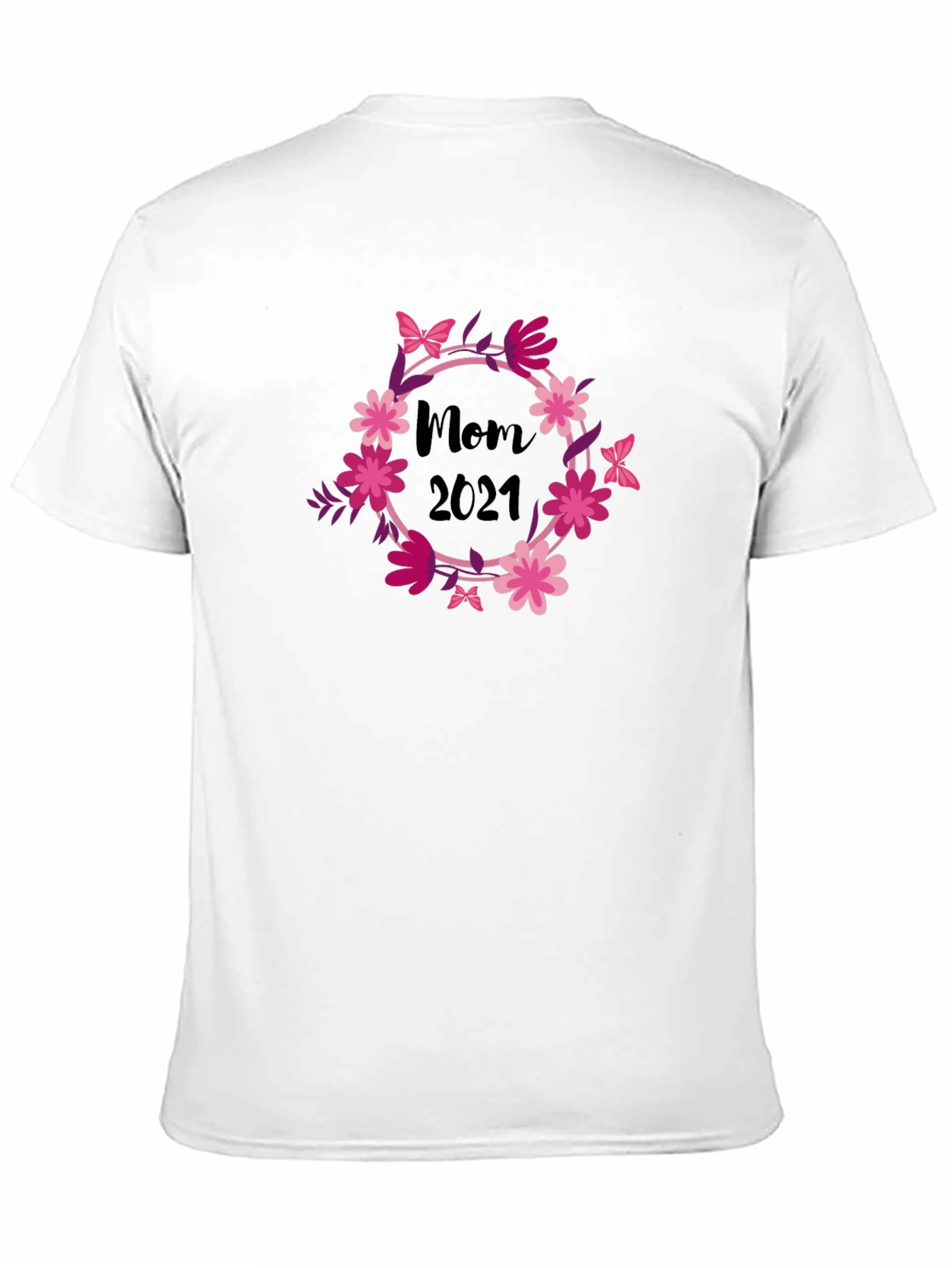 Mom 2021 Floral Wreath Black T-Shirt