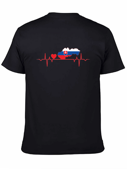 Slovakia Heartbeat Map T-Shirt - Black