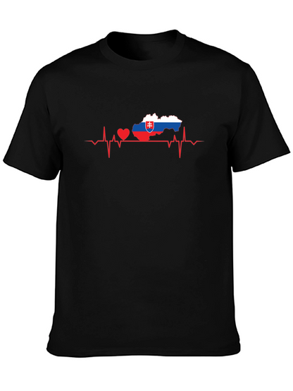 Slovakia Heartbeat Map T-Shirt - Black
