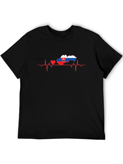 Slovakia Heartbeat Map T-Shirt - Black
