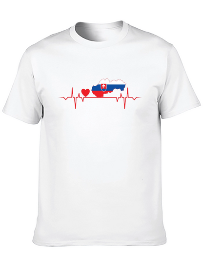 Slovakia Heartbeat Map T-Shirt - Black