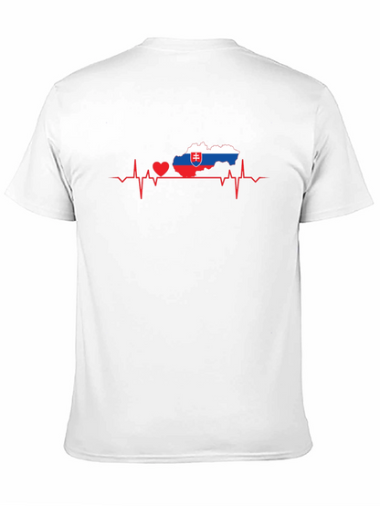 Slovakia Heartbeat Map T-Shirt - Black