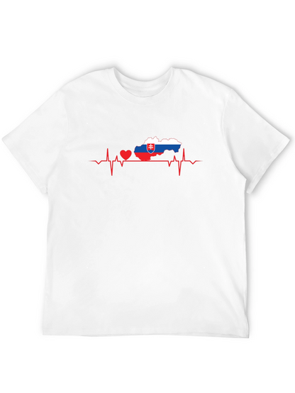 Slovakia Heartbeat Map T-Shirt - Black