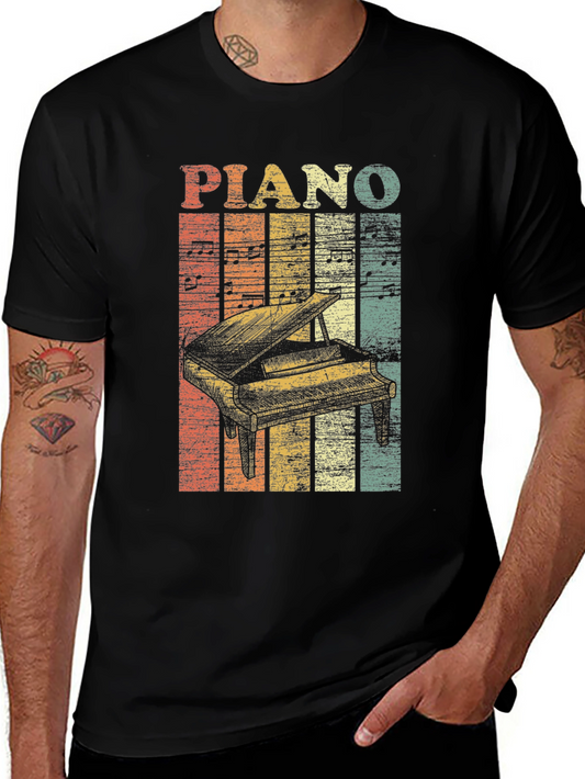 Vintage Piano Graphic Tee - Music Lovers T-Shirt