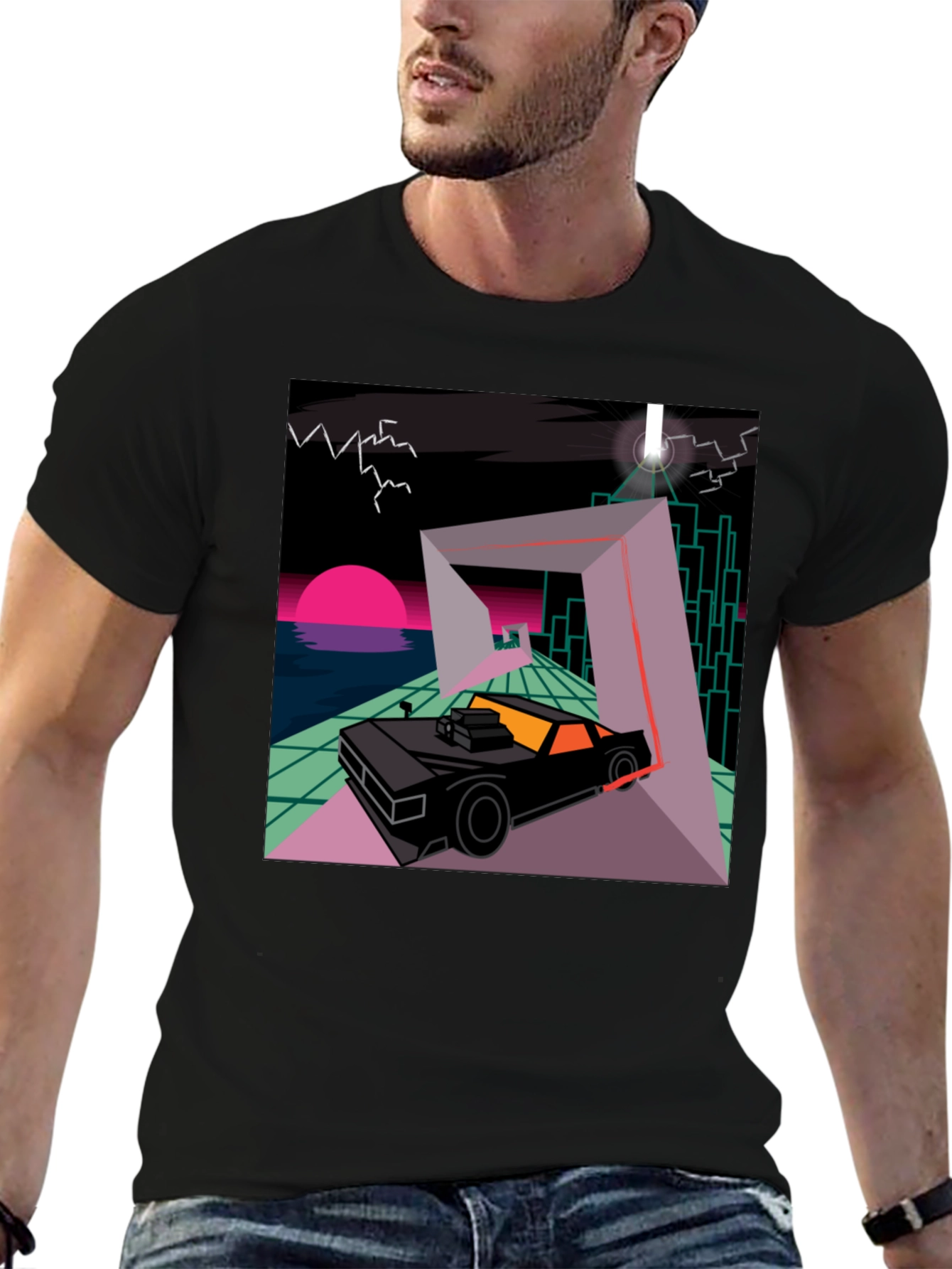 Retro Wave Car T-Shirt - Synthwave Design