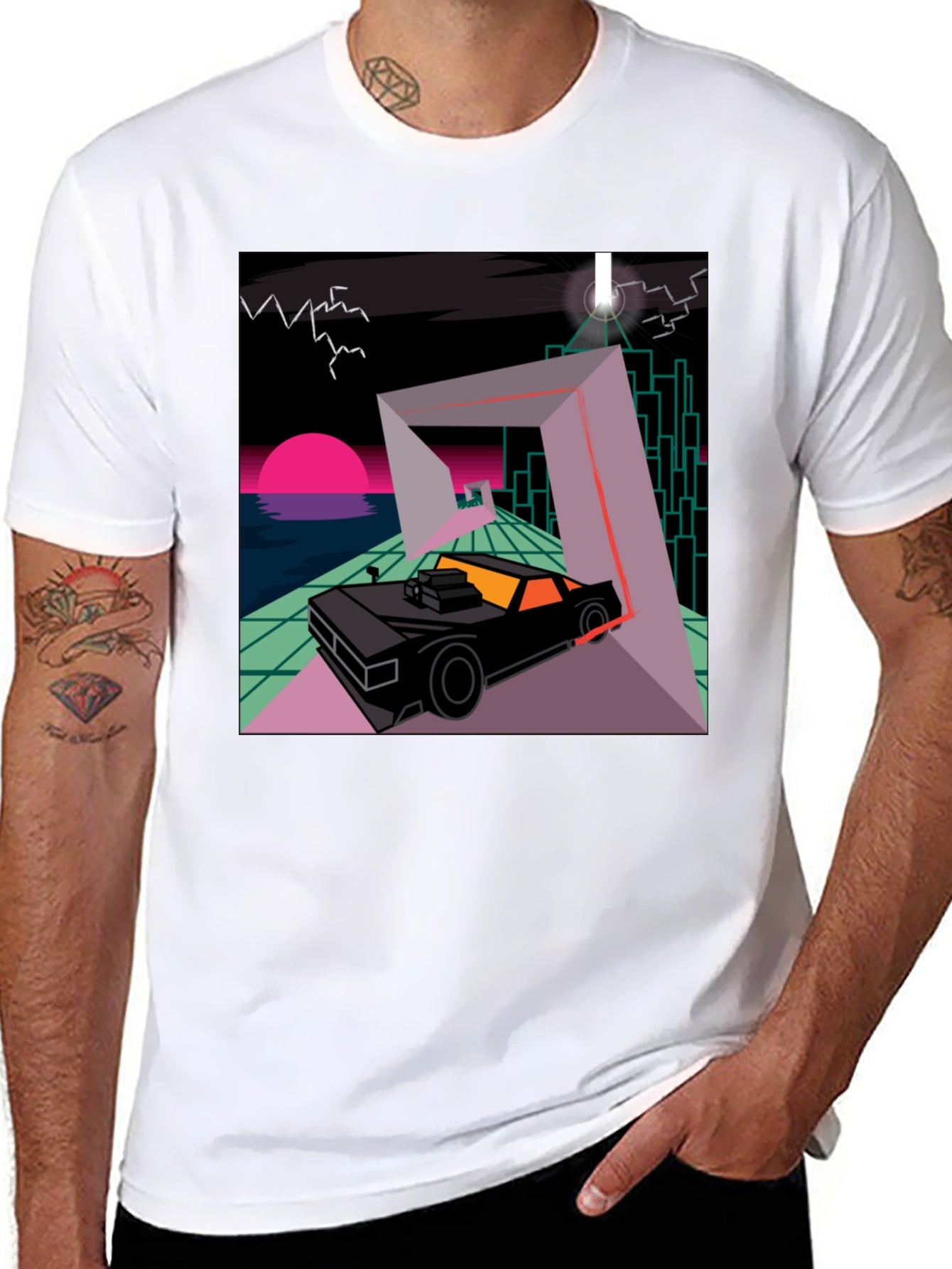 Retro Wave Car T-Shirt - Synthwave Design