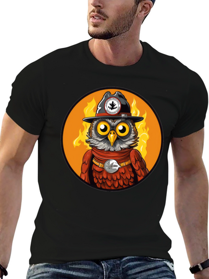 Owl Sheriff T-Shirt - Black Cotton Graphic Tee
