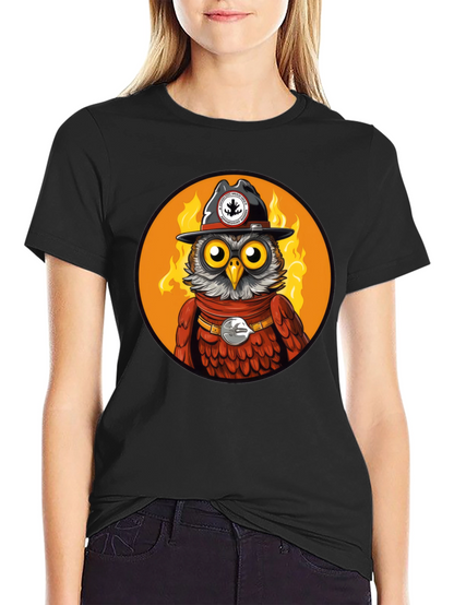 Owl Sheriff T-Shirt - Black Cotton Graphic Tee