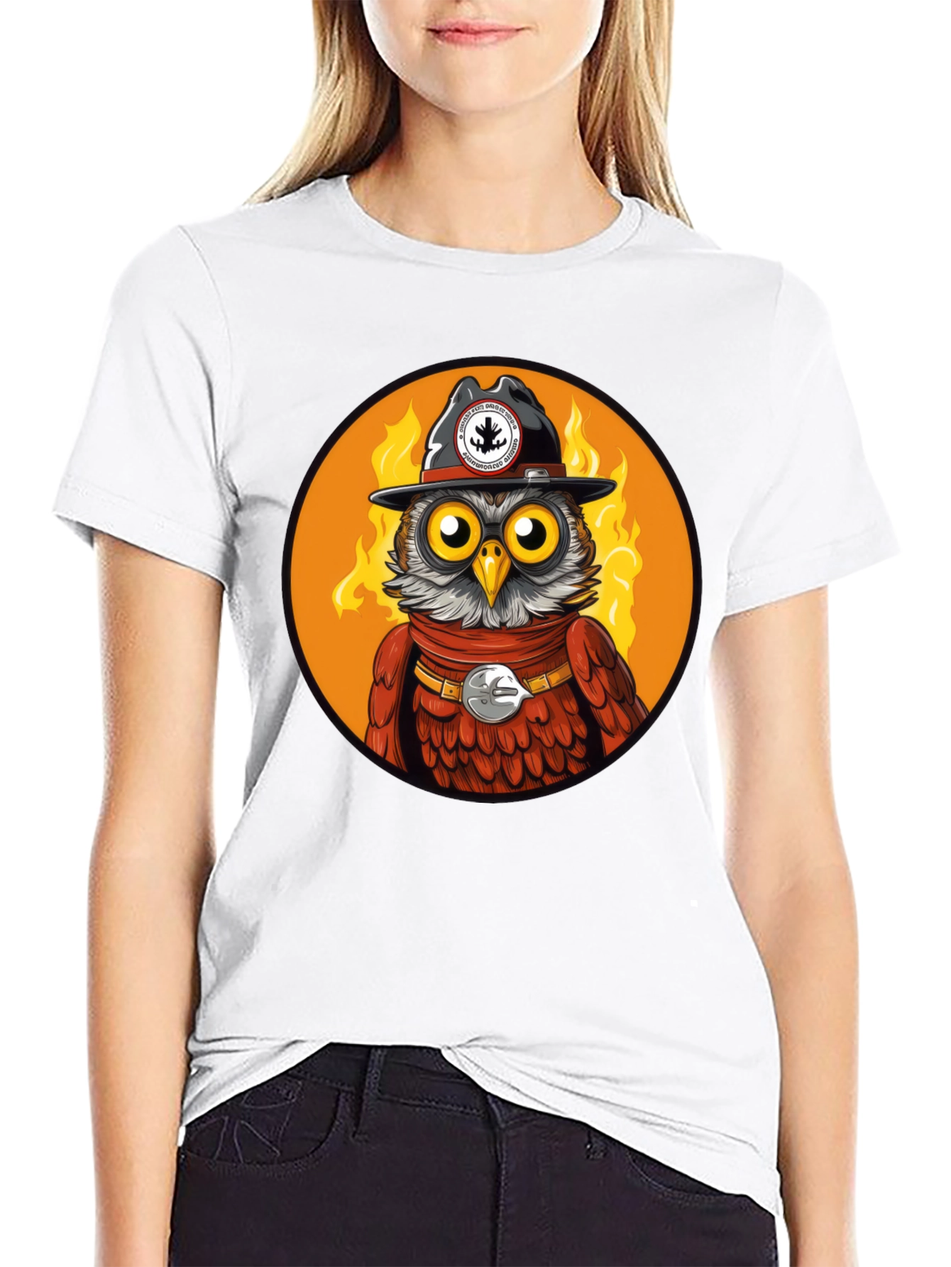 Owl Sheriff T-Shirt - Black Cotton Graphic Tee