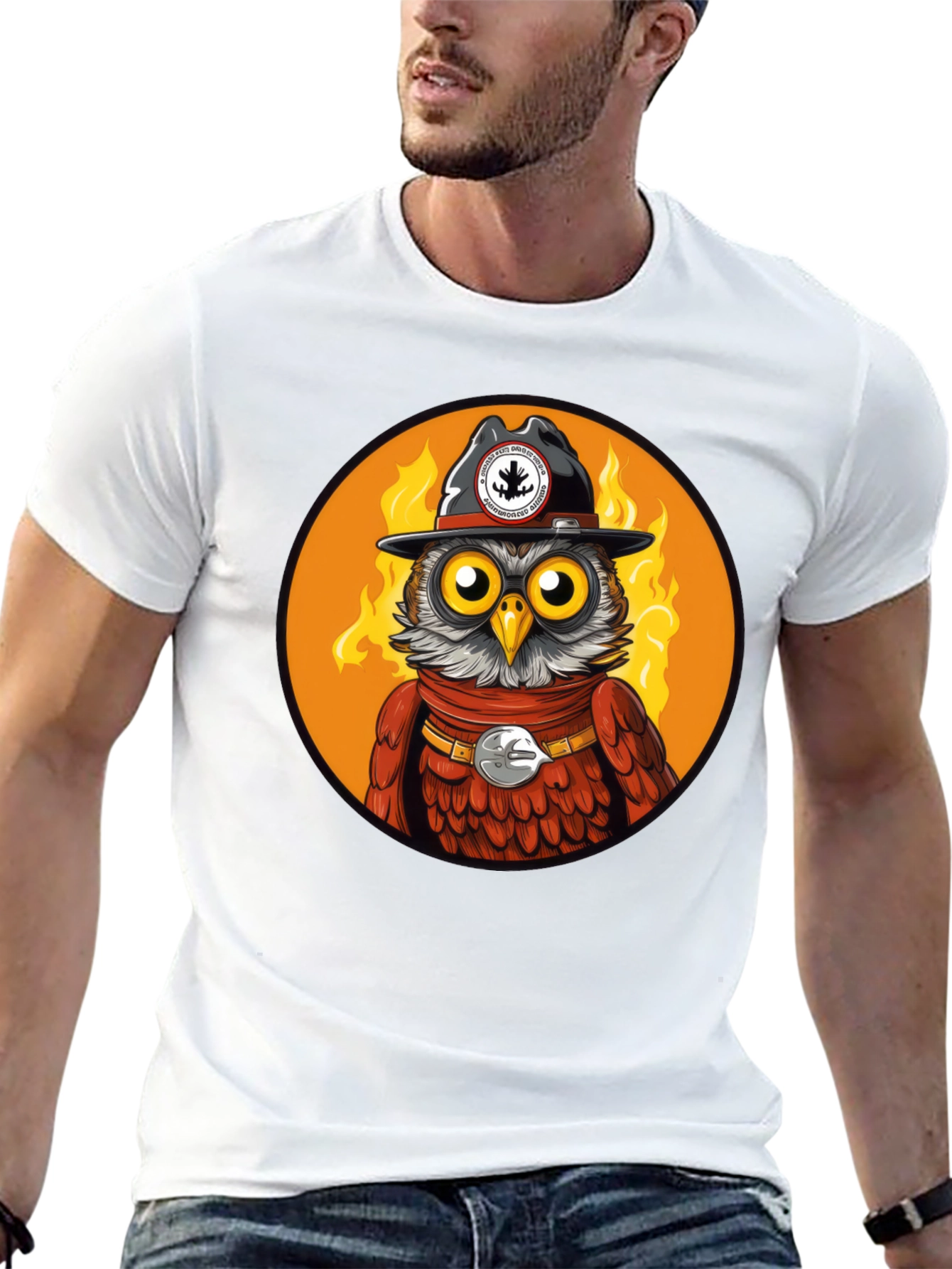 Owl Sheriff T-Shirt - Black Cotton Graphic Tee