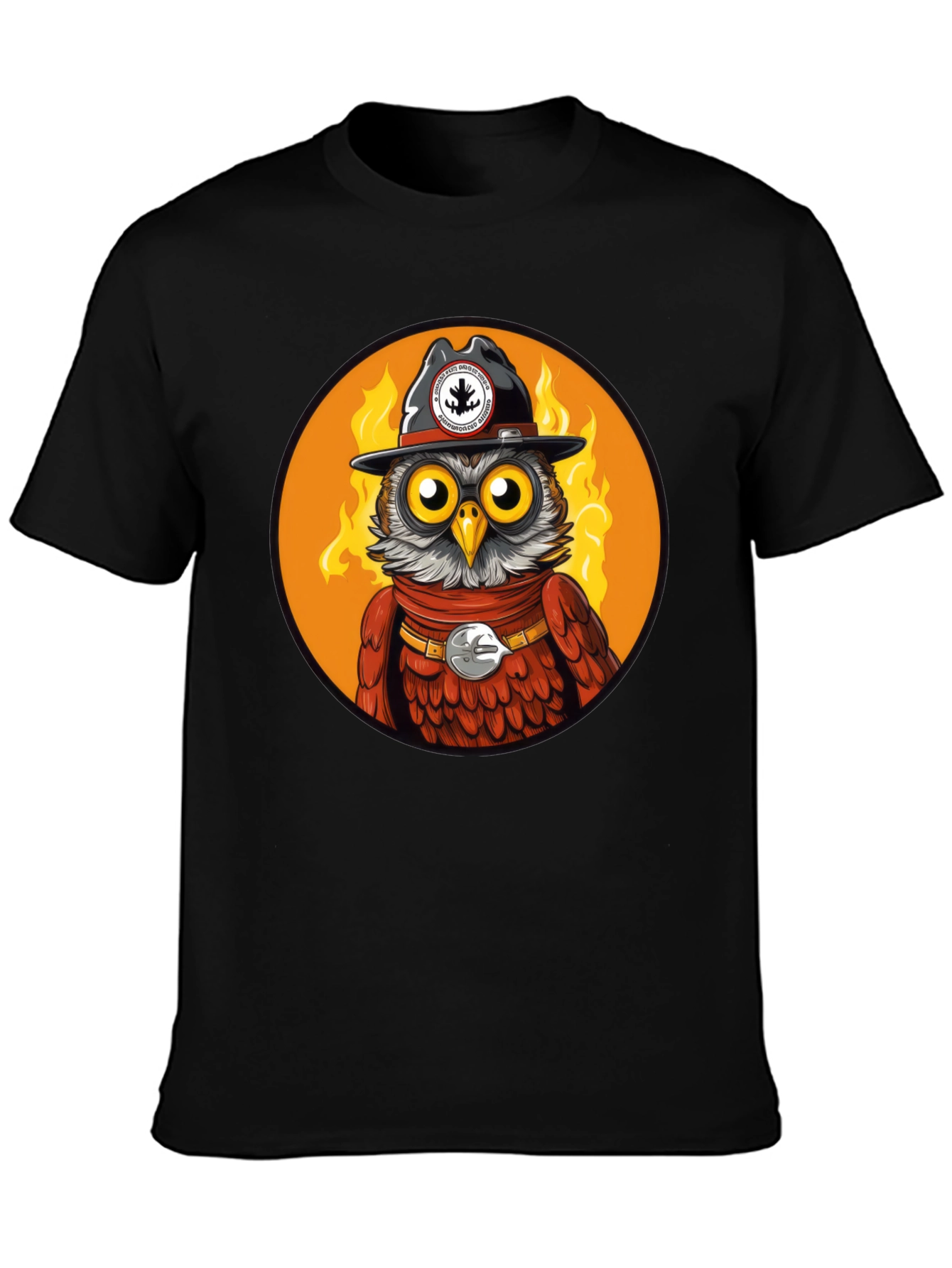 Owl Sheriff T-Shirt - Black Cotton Graphic Tee