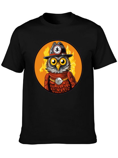 Owl Sheriff T-Shirt - Black Cotton Graphic Tee