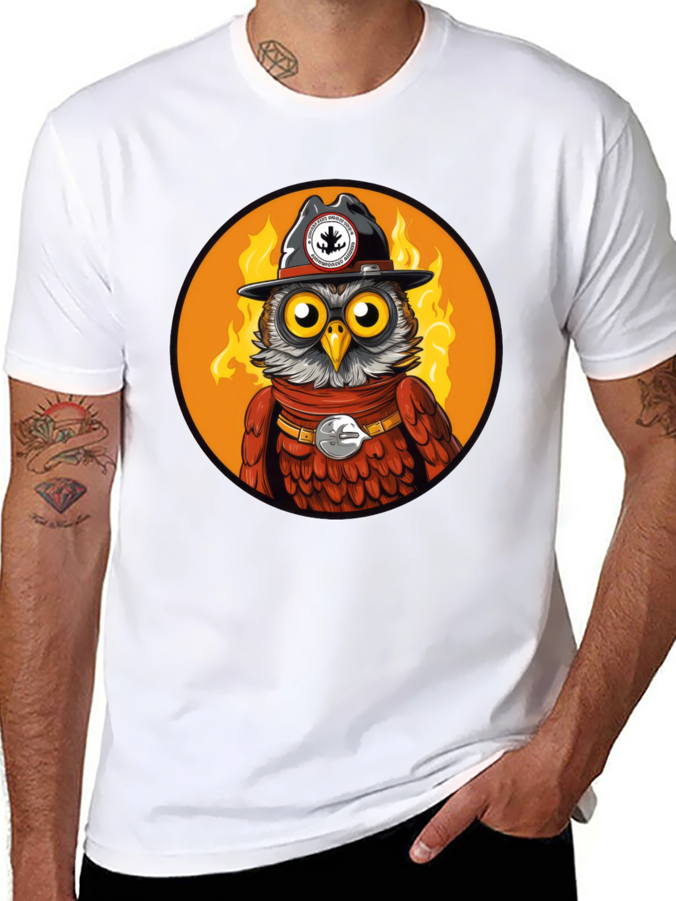 Owl Sheriff T-Shirt - Black Cotton Graphic Tee