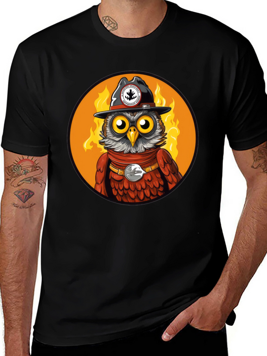 Owl Sheriff T-Shirt - Black Cotton Graphic Tee