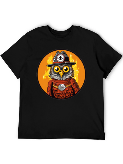 Owl Sheriff T-Shirt - Black Cotton Graphic Tee