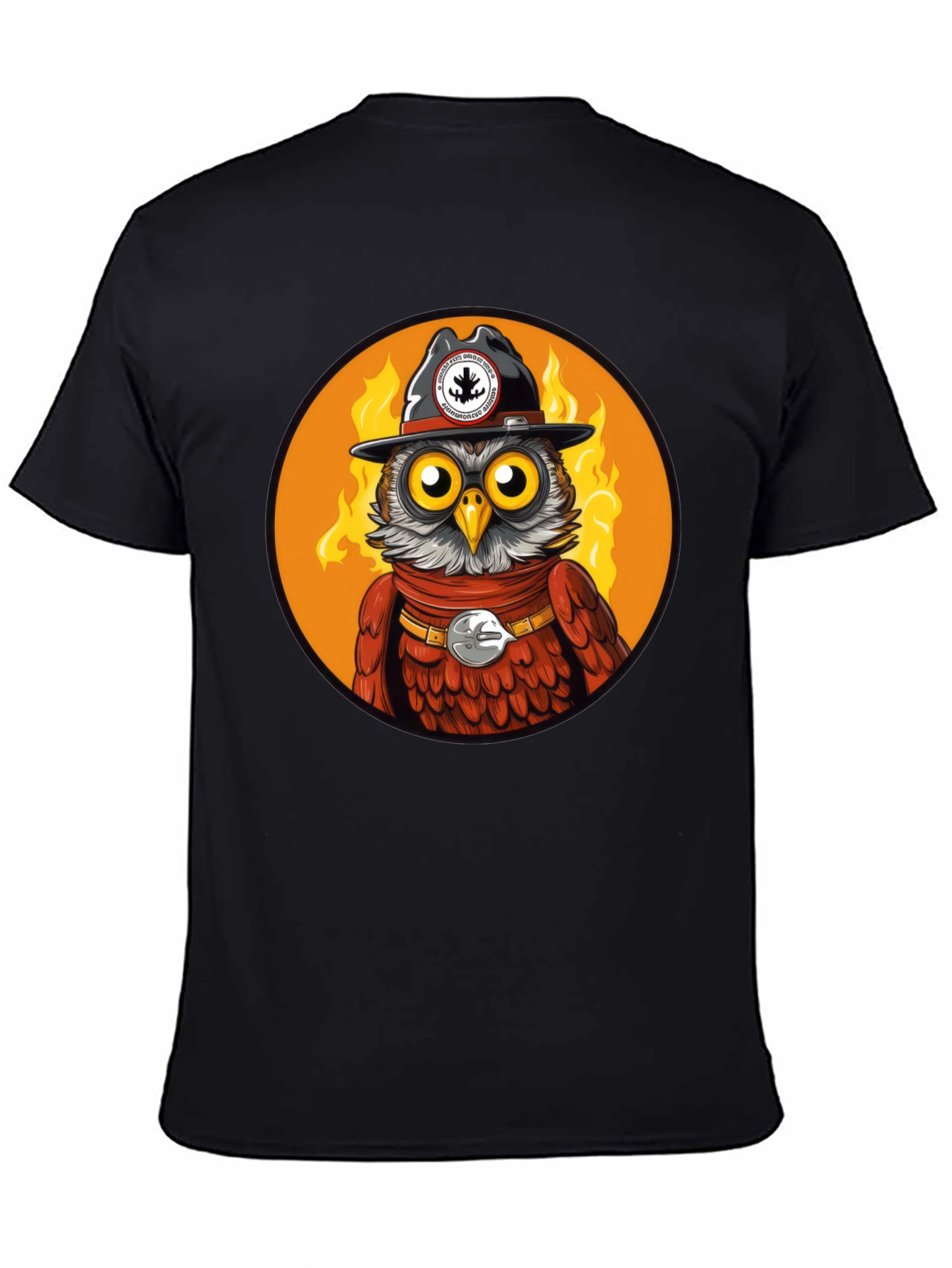 Owl Sheriff T-Shirt - Black Cotton Graphic Tee