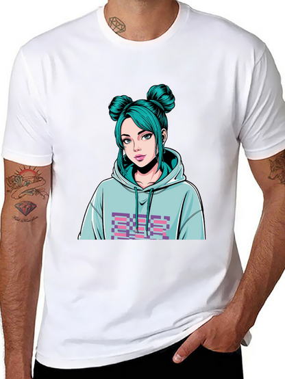 Anime Girl Graphic Black T-Shirt