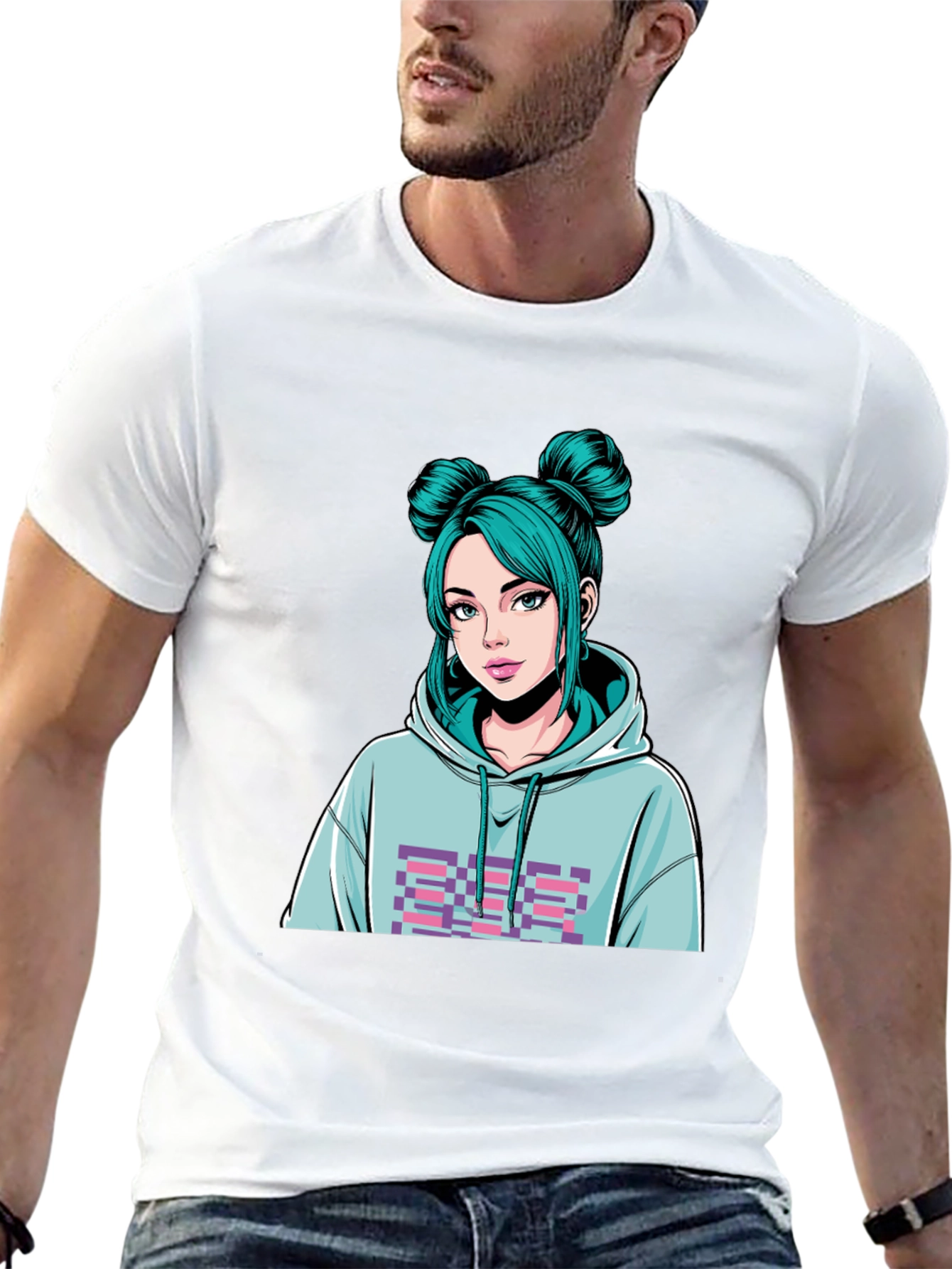 Anime Girl Graphic Black T-Shirt