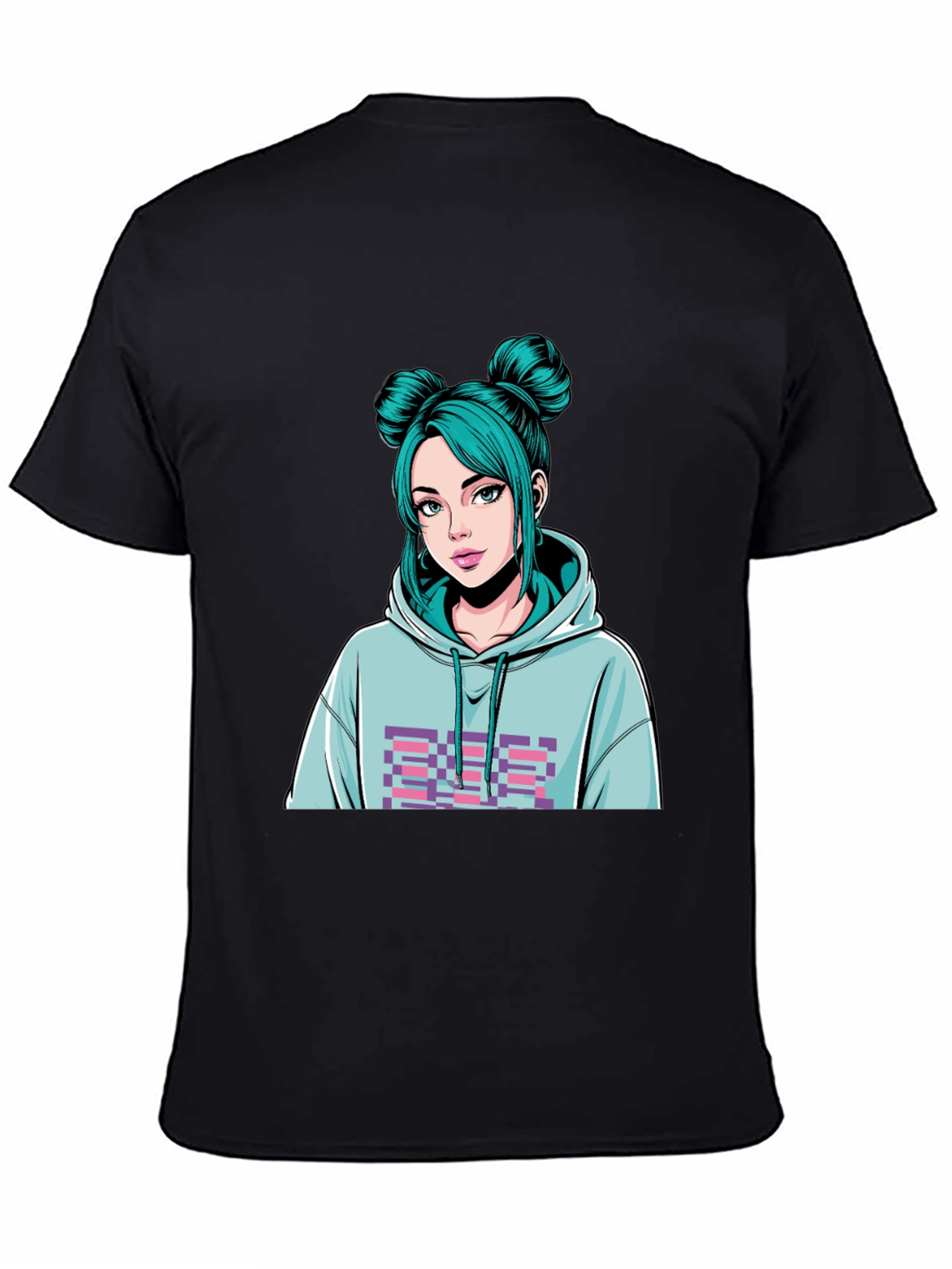 Anime Girl Graphic Black T-Shirt
