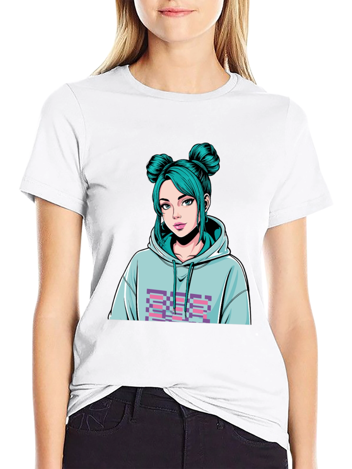 Anime Girl Graphic Black T-Shirt